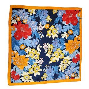 Source Unknown Floral Scarf with Orange Border